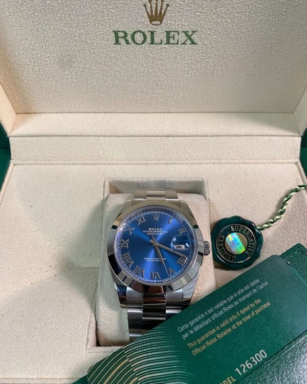 Rolex Steel Datejust 41 - 2021 - Smooth Bezel -Blue Roman Dial - Oyster Bracelet - 126300 *FULL SET* - Image 4