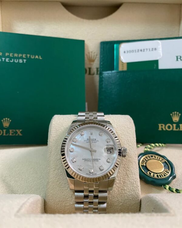 Rolex Steel Datejust 31 - 2016 - Fluted Bezel - Mother-of-Pearl Diamond Dial - Jubilee Bracelet - 178274 *FULL SET*