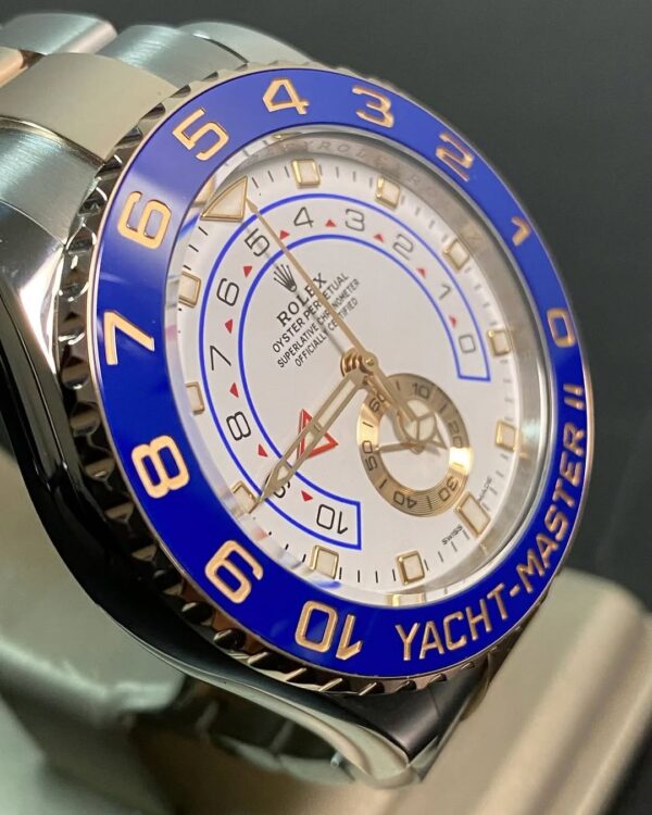 Rolex Steel and Everose Gold Yacht-Master II - 2020 - Blue Bezel - White Dial - 116681 *FULL SET* - Image 2