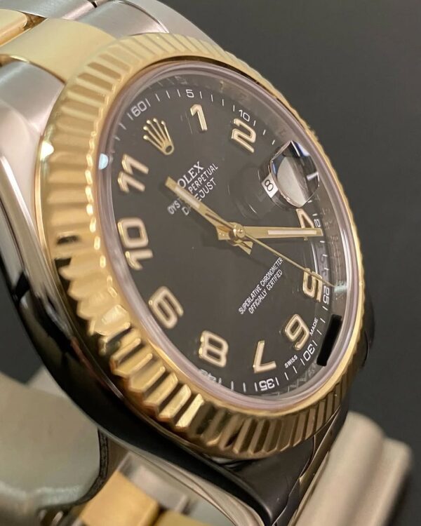 Rolex Steel & Yellow Rolesor Datejust II - Fluted Bezel - Black Arabic Dial - Oyster Bracelet - 116333 - Image 4