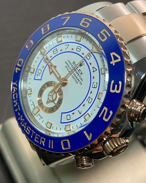 Rolex Steel and Everose Gold Yacht-Master II - 2020 - Blue Bezel - White Dial - 116681 *FULL SET* - Image 3