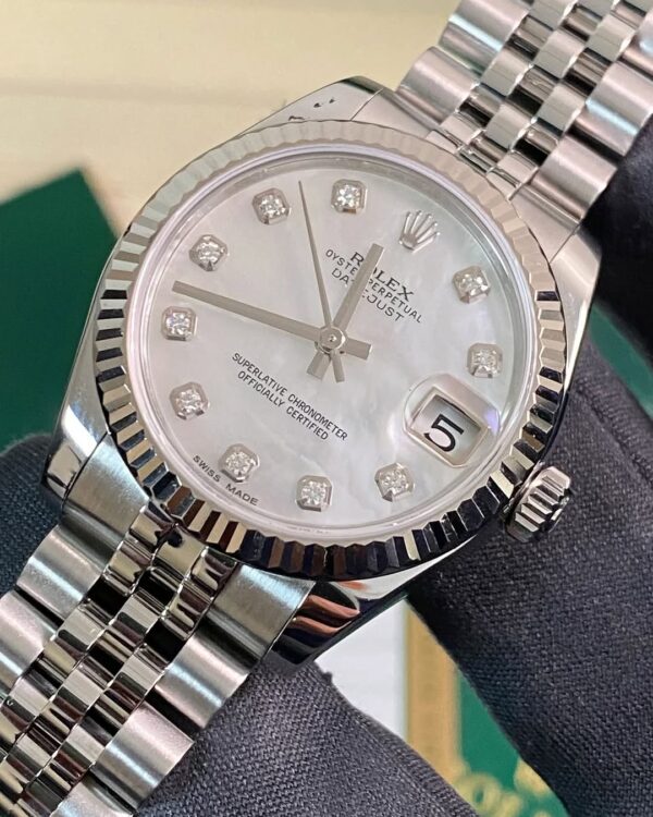 Rolex Steel Datejust 31 - 2016 - Fluted Bezel - Mother-of-Pearl Diamond Dial - Jubilee Bracelet - 178274 *FULL SET* - Image 4