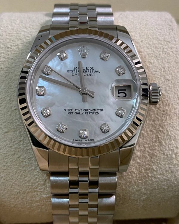 Rolex Steel Datejust 31 - 2016 - Fluted Bezel - Mother-of-Pearl Diamond Dial - Jubilee Bracelet - 178274 *FULL SET* - Image 3