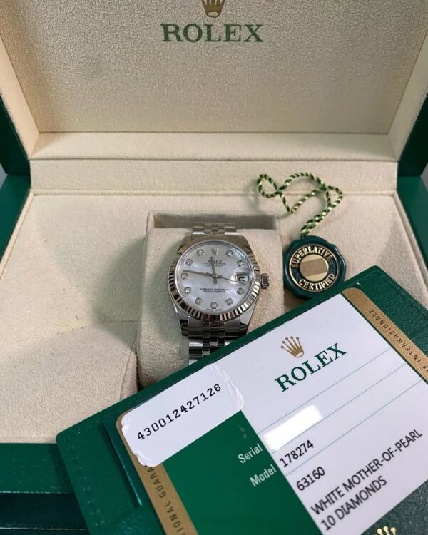 Rolex Steel Datejust 31 - 2016 - Fluted Bezel - Mother-of-Pearl Diamond Dial - Jubilee Bracelet - 178274 *FULL SET* - Image 2