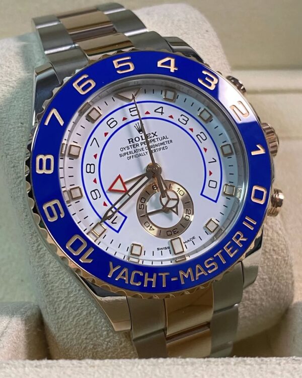 Rolex Steel and Everose Gold Yacht-Master II - 2020 - Blue Bezel - White Dial - 116681 *FULL SET* - Image 5