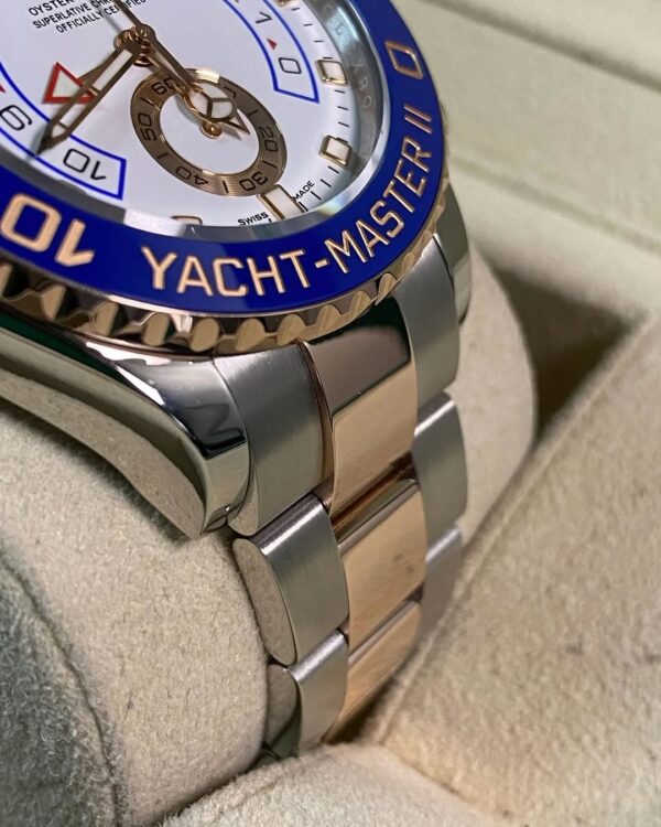 Rolex Steel and Everose Gold Yacht-Master II - 2020 - Blue Bezel - White Dial - 116681 *FULL SET* - Image 10