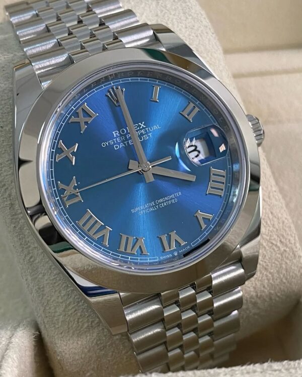 Rolex Steel Datejust 41 - 2025 - Smooth Bezel -Azzurro Blue Roman Dial - Jubilee Bracelet - 126300 *FULL SET* - Image 4