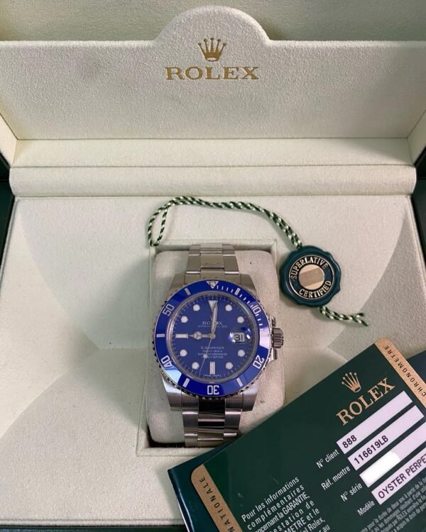 Rolex White Gold Submariner Date - 2010 - “Smurf” - 116619LB *FULL SET* - Image 10