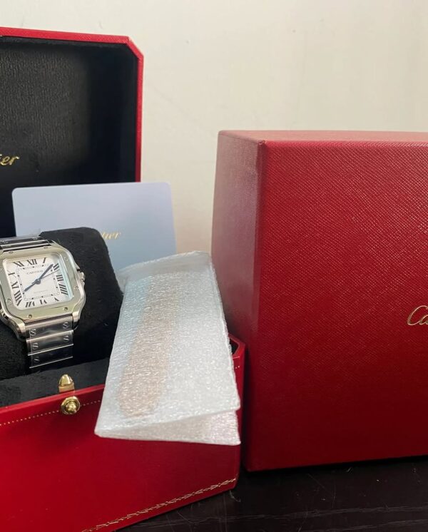 Cartier Santos de Cartier - 2024 - 35.1 mm Steel Case - White Roman Dial - WSSA0029 *FULL SET* - Image 11