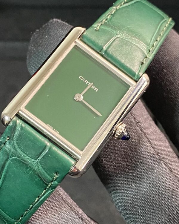 Cartier Tank Must Steel - 2024 - Green Dial - Green Alligator Strap - WSTA0056 *FULL SET* - Image 13