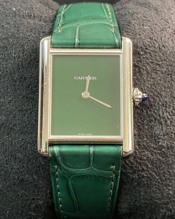 Cartier Tank Must Steel - 2024 - Green Dial - Green Alligator Strap - WSTA0056 *FULL SET* - Image 11