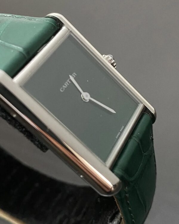 Cartier Tank Must Steel - 2024 - Green Dial - Green Alligator Strap - WSTA0056 *FULL SET* - Image 10