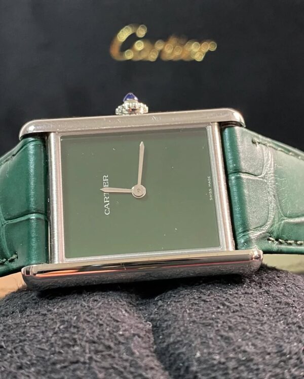 Cartier Tank Must Steel - 2024 - Green Dial - Green Alligator Strap - WSTA0056 *FULL SET* - Image 9