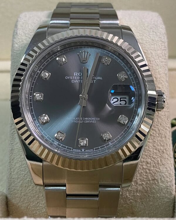 Rolex Steel Datejust 41 - 2023 - Fluted Bezel - Rhodium Diamond Dial - Oyster Bracelet - 126334 *FULL SET* - Image 7