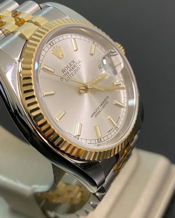 Rolex Steel and Yellow Gold Datejust 36 - Fluted Bezel - Silver Index Dial - Jubilee Bracelet - 116233 - Image 3