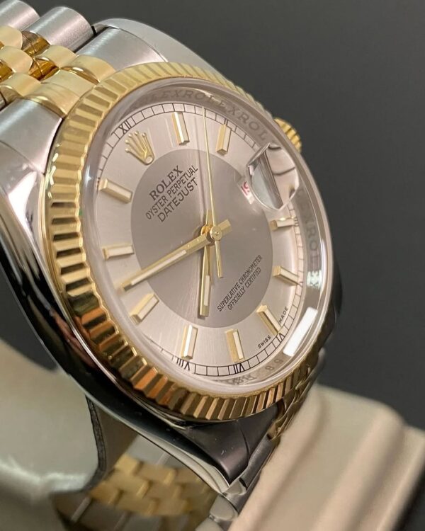 Rolex Steel and Yellow Gold Datejust 36 - 2009 - Fluted Bezel - Silver Roulette Dial & Date Wheel - Jubilee Bracelet - 116233 *FULL SET* - Image 6