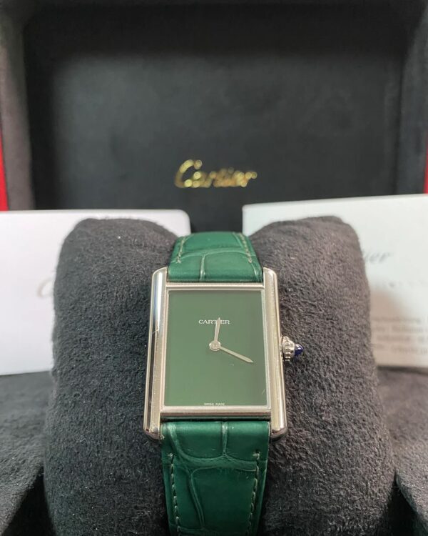 Cartier Tank Must Steel - 2024 - Green Dial - Green Alligator Strap - WSTA0056 *FULL SET* - Image 7