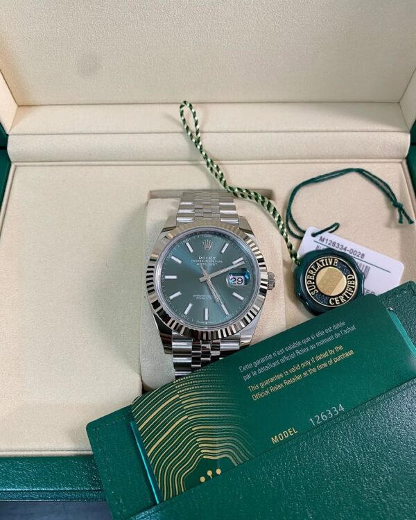 Rolex Steel Datejust 41 - 2025 - Fluted Bezel - Mint Green Dial - Jubilee Bracelet - 126334 *FULL SET* - Image 8