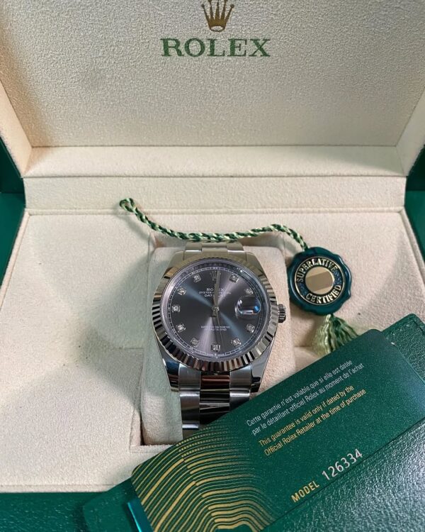 Rolex Steel Datejust 41 - 2023 - Fluted Bezel - Rhodium Diamond Dial - Oyster Bracelet - 126334 *FULL SET* - Image 2