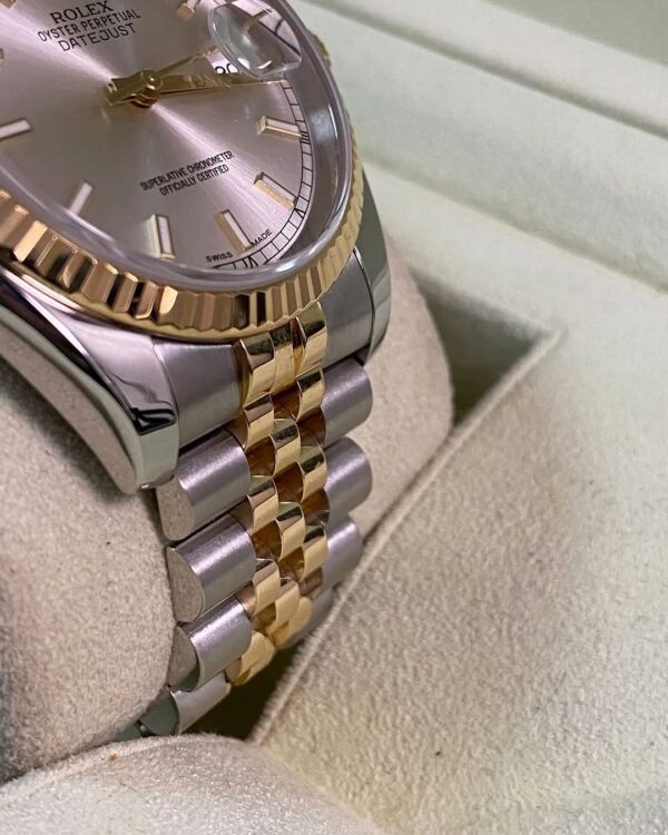 Rolex Steel and Yellow Gold Datejust 36 - Fluted Bezel - Silver Index Dial - Jubilee Bracelet - 116233 - Image 7