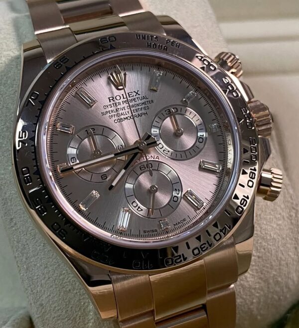 Rolex Everose Gold Cosmograph Daytona - 2022 - Sundust Baguette Dial - 116505 *FULL SET* - Image 3