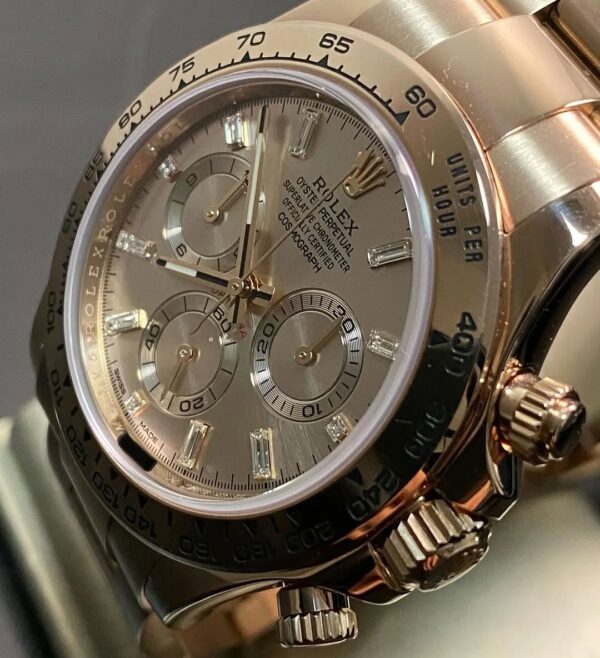 Rolex Everose Gold Cosmograph Daytona - 2022 - Sundust Baguette Dial - 116505 *FULL SET* - Image 4