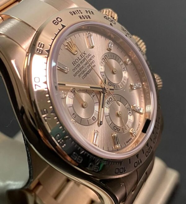 Rolex Everose Gold Cosmograph Daytona - 2022 - Sundust Baguette Dial - 116505 *FULL SET* - Image 6