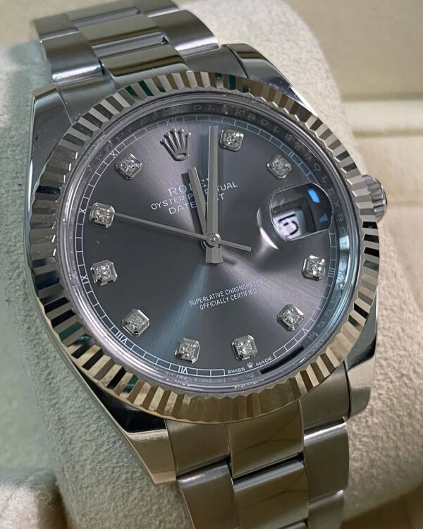 Rolex Steel Datejust 41 - 2023 - Fluted Bezel - Rhodium Diamond Dial - Oyster Bracelet - 126334 *FULL SET* - Image 3