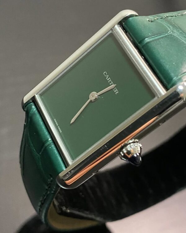 Cartier Tank Must Steel - 2024 - Green Dial - Green Alligator Strap - WSTA0056 *FULL SET*